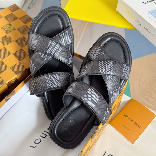 LV VENICE MULE SLIDE SANDALS MONOGRAM BLACK