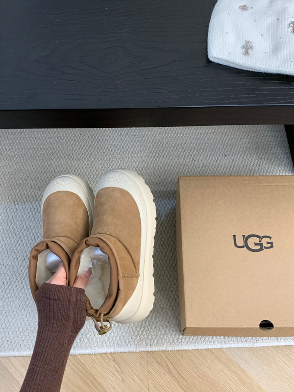 UGG Ultra Mini Ankle Boots Brown Cream Suede Rubber 512897
