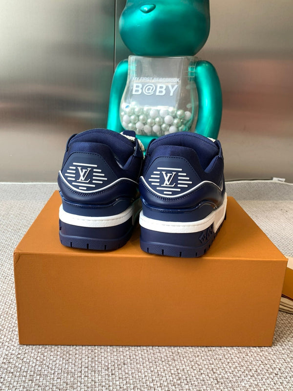 LV Trainer Maxi Sneaker Blu Carbone Pelle di vitello