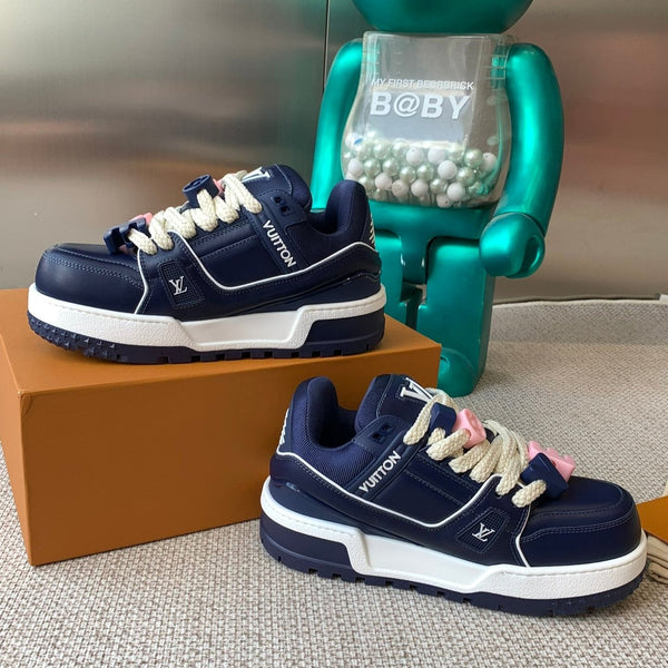 LV Trainer Maxi Sneaker Blu Carbone Pelle di vitello