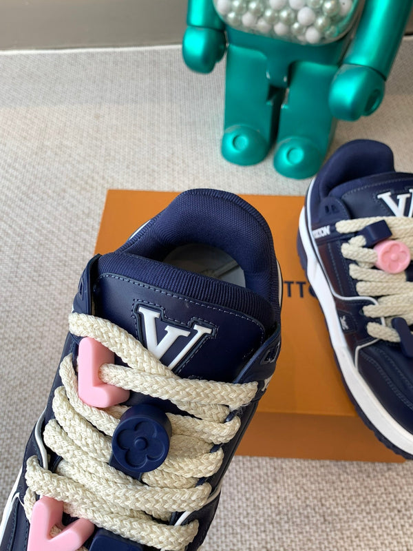 LV Trainer Maxi Sneaker Blu Carbone Pelle di vitello