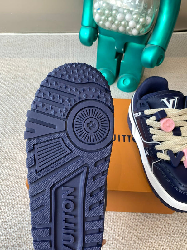 LV Trainer Maxi Sneaker Blu Carbone Pelle di vitello