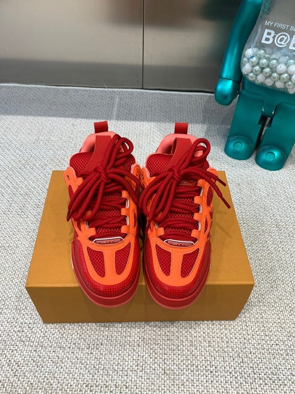 LV Skate Sneaker Red Mix Orange Cowhide