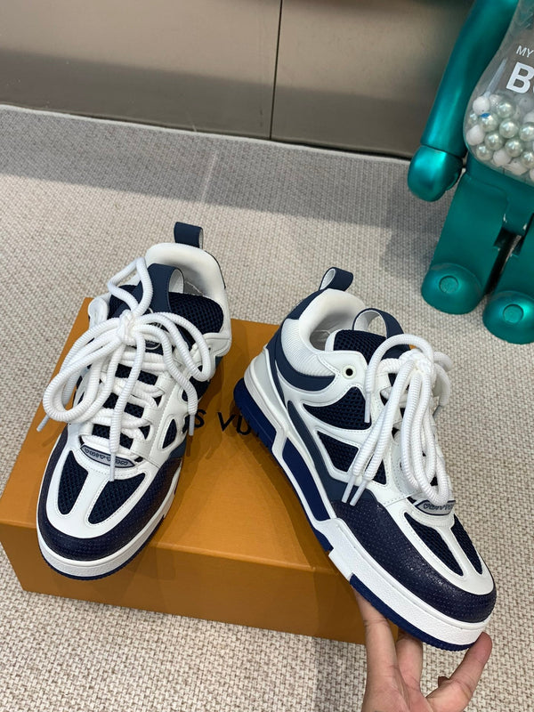 LV Skate Sneaker White Mix Blue Charcoal Cowhide