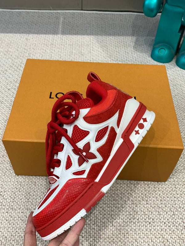 LV Skate Sneaker Bianco Mix Rosso Pelle di Vacchetta