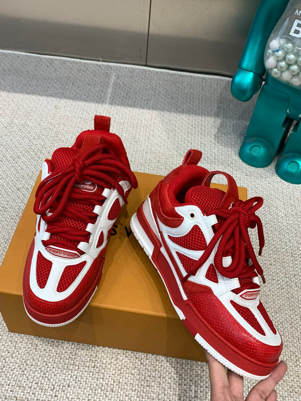 LV Skate Sneaker Bianco Mix Rosso Pelle di Vacchetta