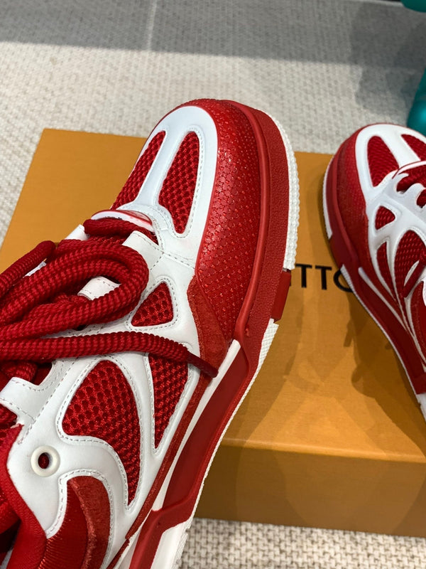 LV Skate Sneaker Bianco Mix Rosso Pelle di Vacchetta