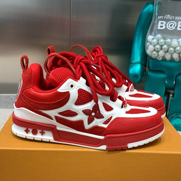 LV Skate Sneaker Bianco Mix Rosso Pelle di Vacchetta