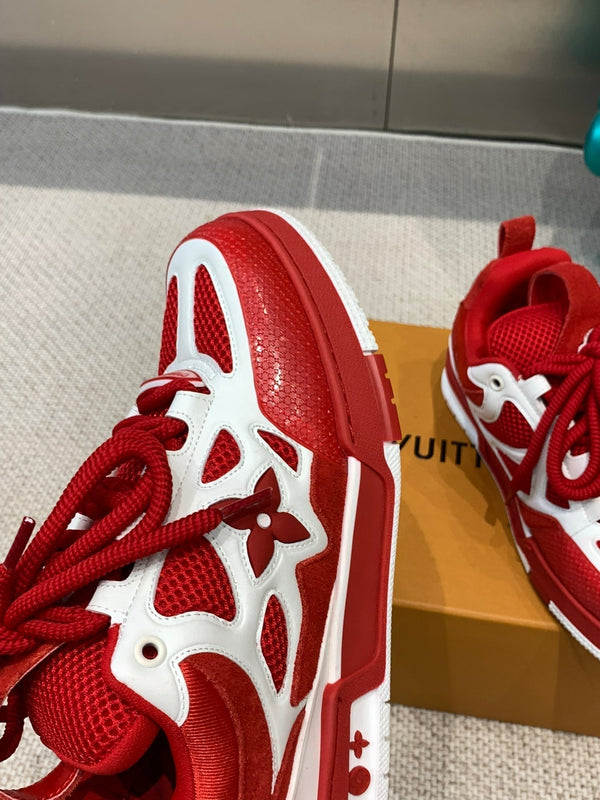LV Skate Sneaker Bianco Mix Rosso Pelle di Vacchetta