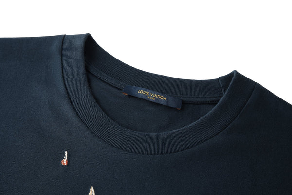 LV Large Embroidered Logo Navy Blue Cotton
