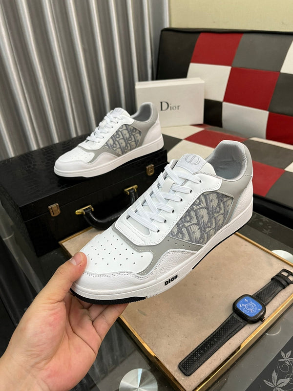 CD B27 LOW-TOP SNEAKER WHITE AND GRAY CALFSKIN
