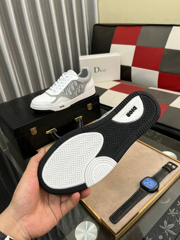 CD B27 LOW-TOP SNEAKER WHITE AND GRAY CALFSKIN