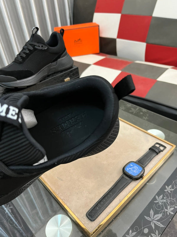 HM HUGO SNEAKER BLACK WEAVE AND SUEDE