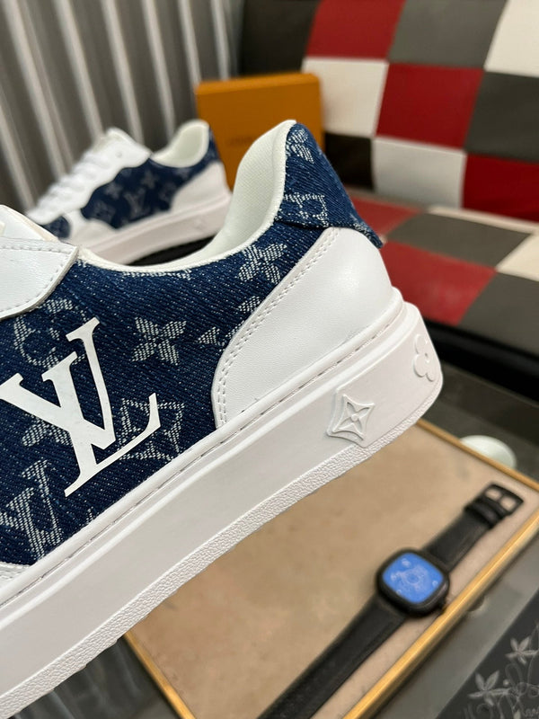 LV CLASSIC TRAINERS NAVY BLUE DENIM MIX WHITE CALFSKIN