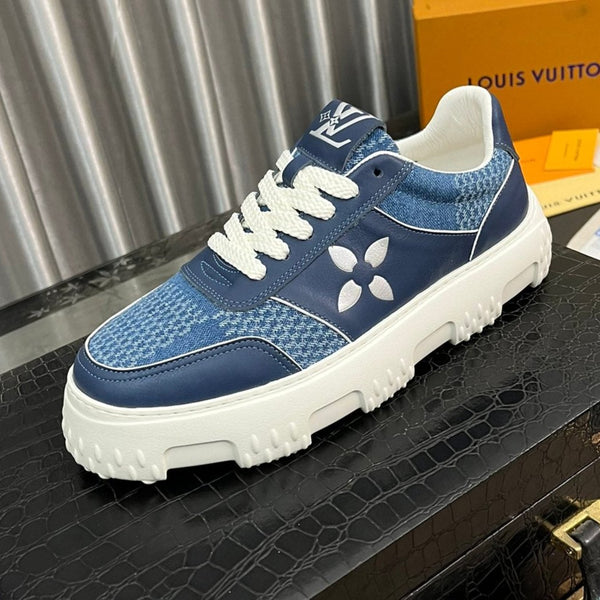 SNEAKER LV IN VITELLO MONOGRAMMA BLU NAVY E DENIM