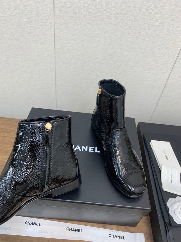 CC Ankle Boots 25mm Glossy Black Cowhide