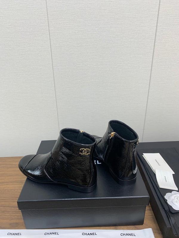 CC Ankle Boots 25mm Glossy Black Cowhide