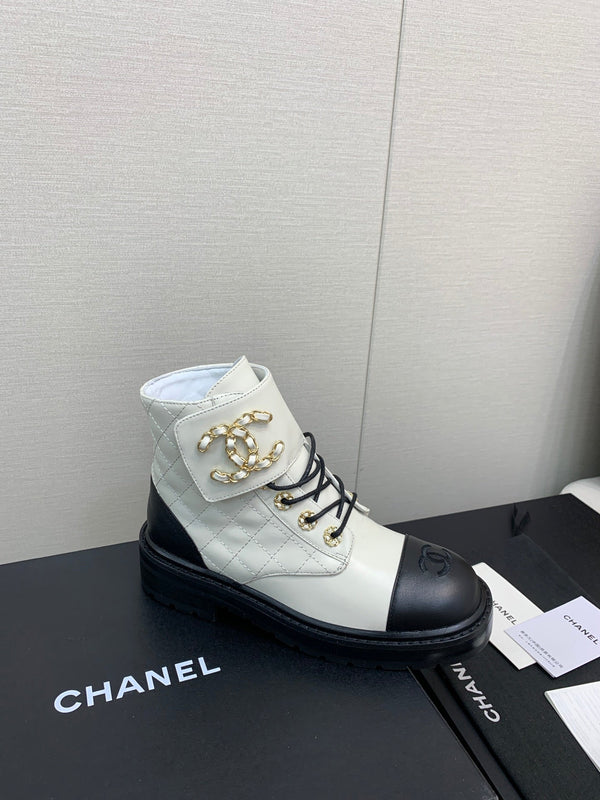 CC Ankle Boots White Mix Black Cowhide