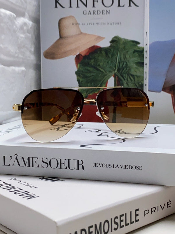 OCCHIALI DA SOLE PILOT 582591 IN METALLO AVANA CON LENTI FUMO MARRONE