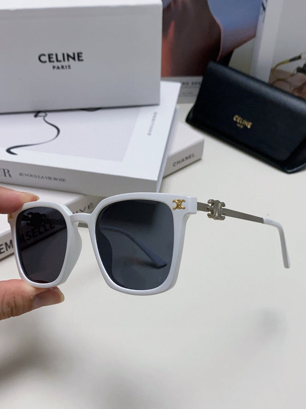 TRIOMPHE SUNGLASS 497817 IN WHITE METAL BLACK LENSES