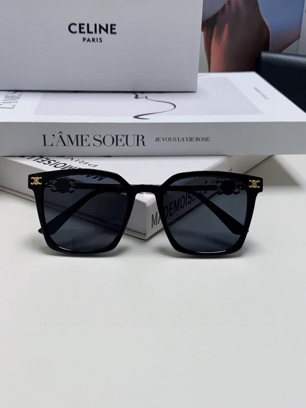 TRIOMPHE SUNGLASS 497820 IN GOLD METAL BLACK LENSES