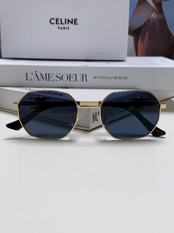 TRIOMPHE SUNGLASS 497823 IN GOLD METAL BLACK LENSES
