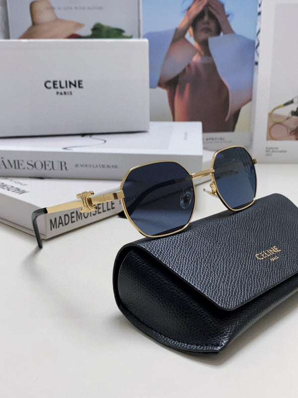 TRIOMPHE SUNGLASS 497823 IN GOLD METAL BLACK LENSES
