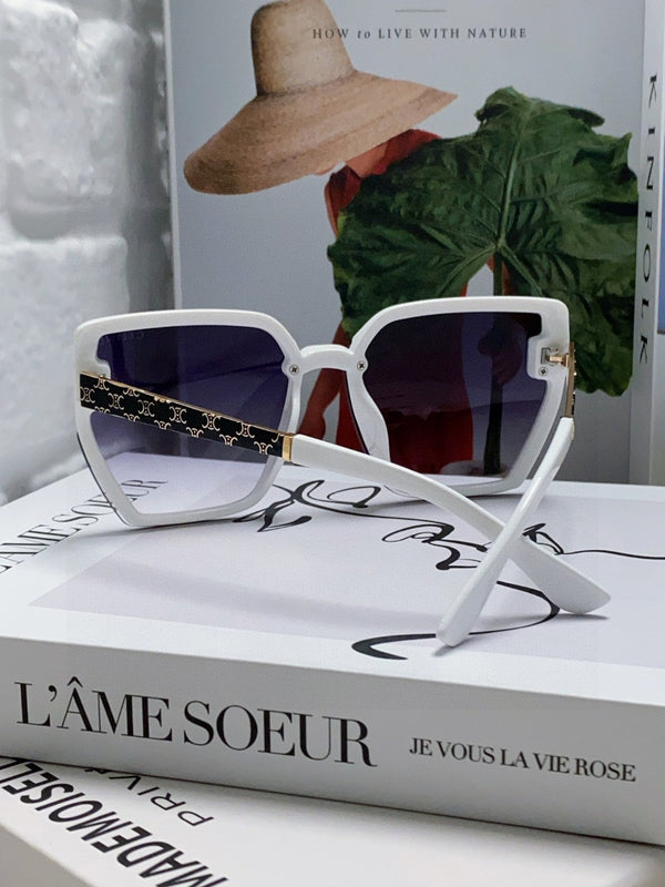 TRIOMPHE SUNGLASS 497829 IN WHITE ACETATE EMBOSSED LOGO
