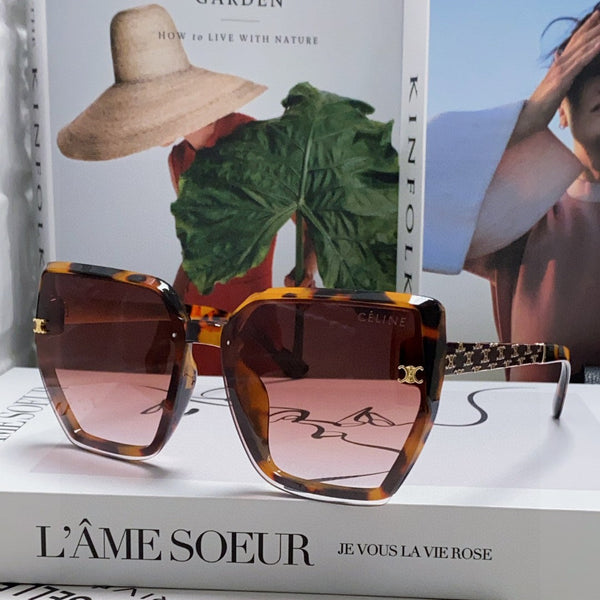 TRIOMPHE SUNGLASS 497830 IN HAVANA ACETATE EMBOSSED LOGO