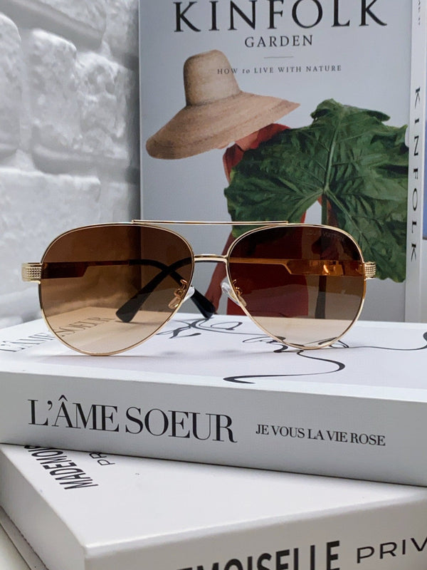 OCCHIALI DA SOLE PILOT 581363 IN METALLO ORO LENTI MARRONE FUMO