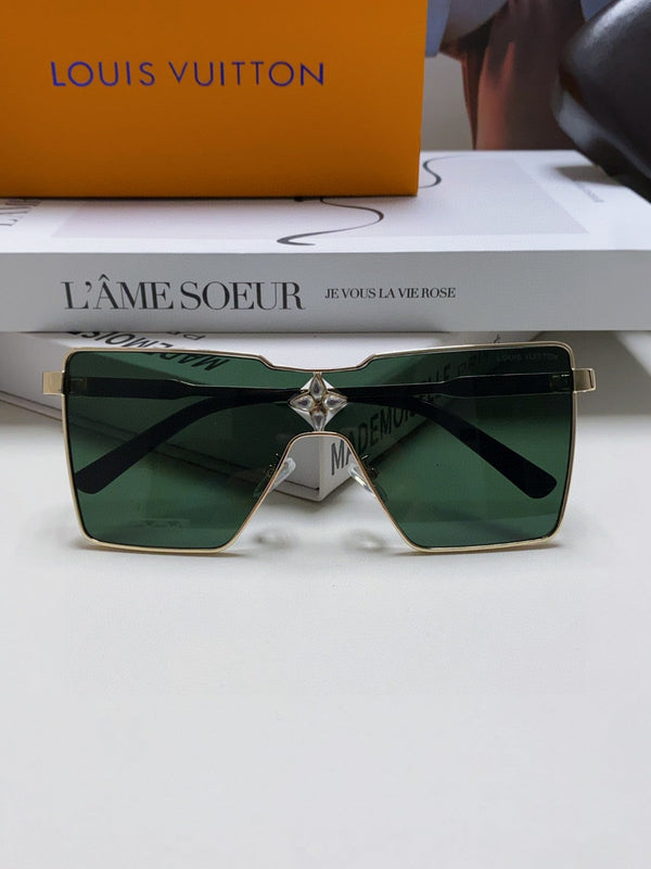 CYCLONE SUNGLASS 581373 IN GOLD METAL DARK GREEN LENSES
