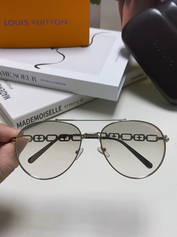 OCCHIALI DA SOLE CHAIN ​​PILOT 581379 IN METALLO ARGENTO LENTI FUMO GRIGIO CHIARO