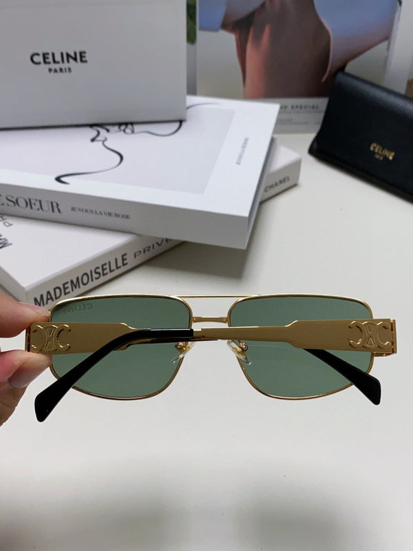 TRIOMPHE SUNGLASS 512997 IN GOLD METAL BLUE LENSES
