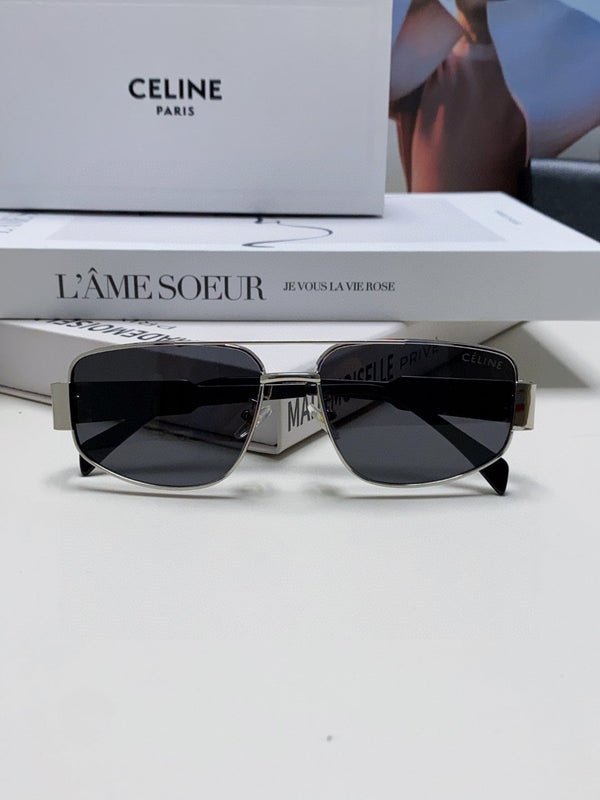TRIOMPHE SUNGLASS 512999 IN SILVER METAL BLACK LENSES
