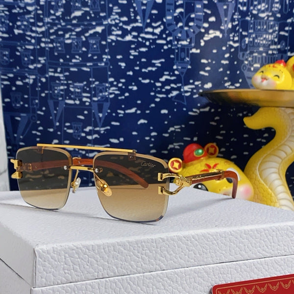 OCCHIALI DA SOLE PANTHÈRE 559671 CON MONTATURA QUADRATA IN METALLO E LEGNO