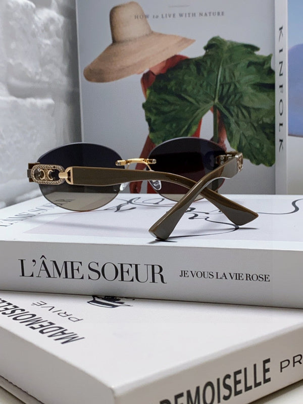 TRIOMPHE SUNGLASSES 573246 IN TAUPE BROWN METAL GRADIENT SMOKE LENSES