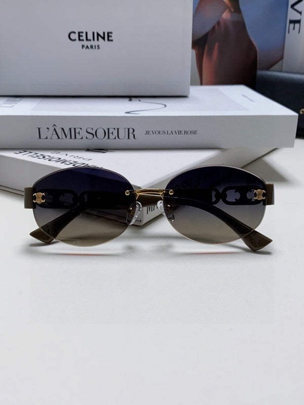 TRIOMPHE SUNGLASSES 573246 IN TAUPE BROWN METAL GRADIENT SMOKE LENSES