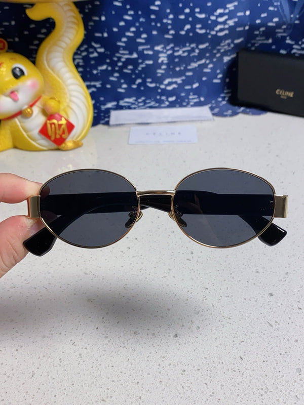 TRIOMPHE SUNGLASS 538532 IN BLACK ACETATE GOLD METAL