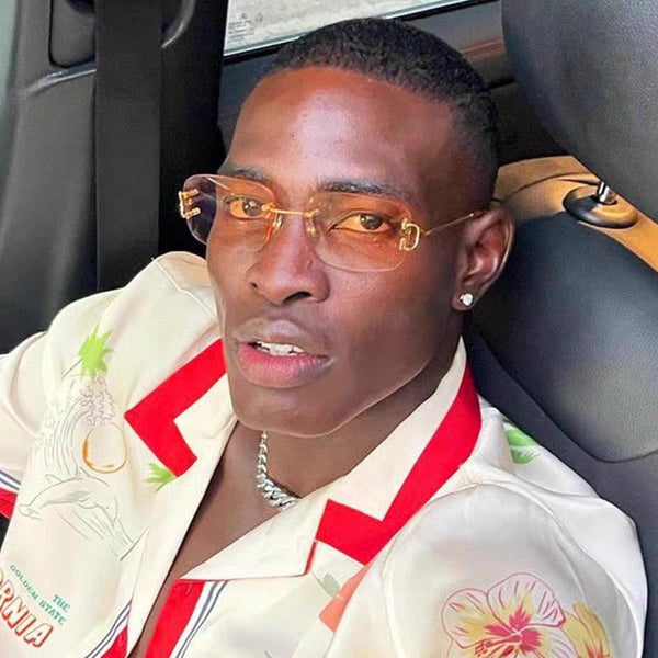 C DE RECTANGULAR RIMLESS FRAME SUNGLASSES  575769 IN METAL