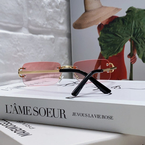 C DE RECTANGULAR RIMLESS FRAME SUNGLASSES  575769 IN METAL