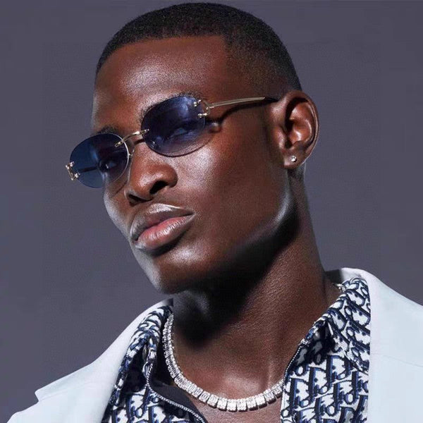 C DE RECTANGULAR RIMLESS FRAME SUNGLASSES  575769 IN METAL