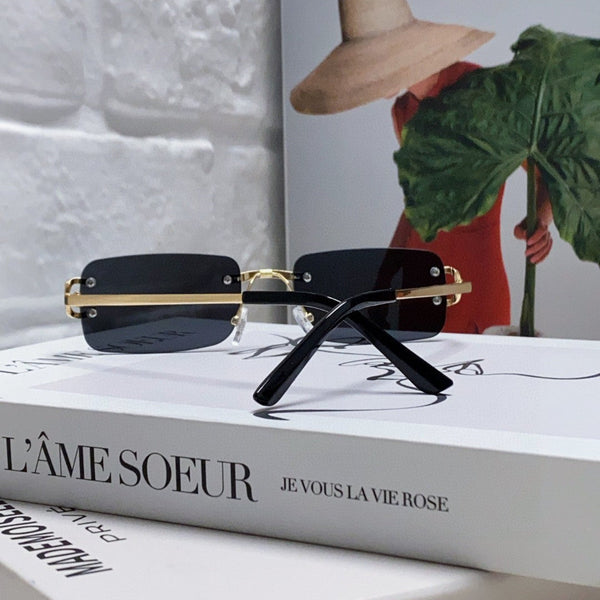 C DE RECTANGULAR RIMLESS FRAME SUNGLASSES  575769 IN METAL