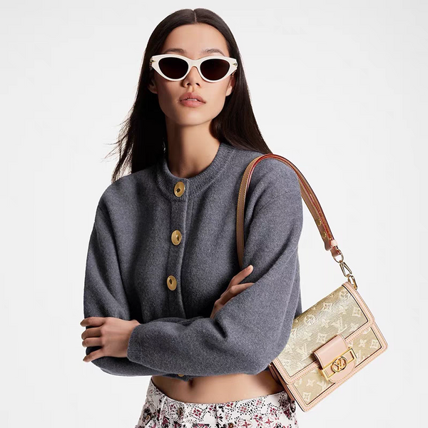 CAT EYE SUNGLASSES 576885 IN WHITE AND GOLD ACETATE