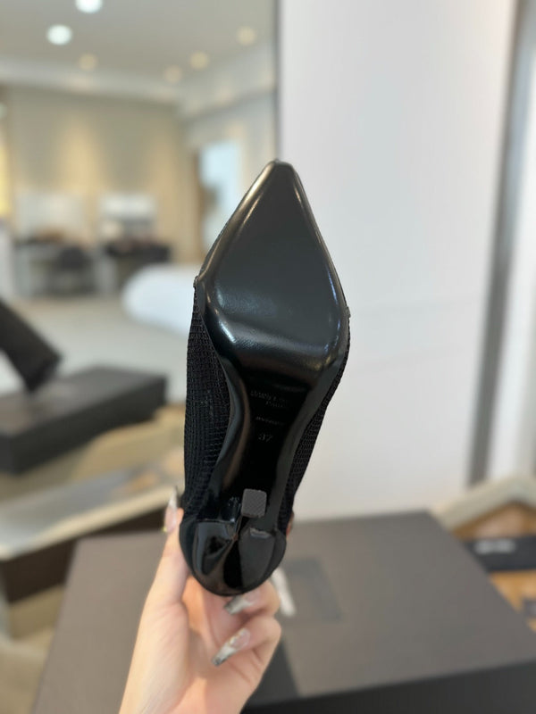 STIVALI ALTI AL GINOCCHIO IN RETE NERA