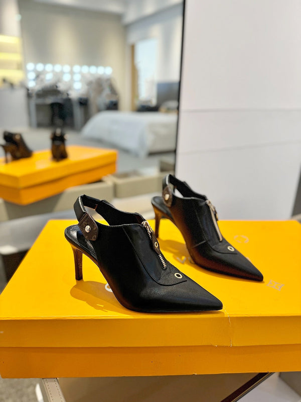 ALLURE HIGH 8 CM SLINGBACK IN BLACK CALFSKIN