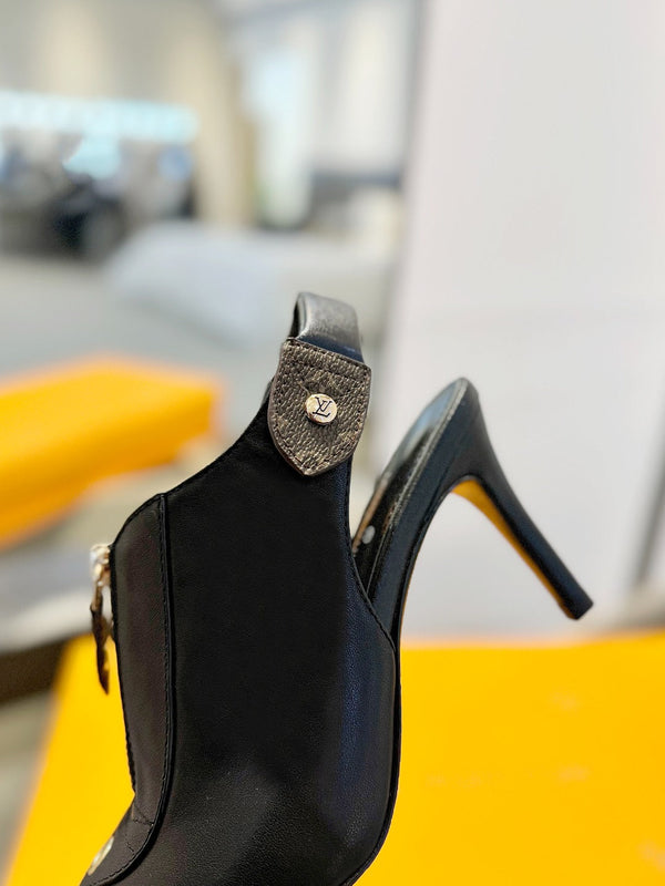 ALLURE HIGH 8 CM SLINGBACK IN BLACK CALFSKIN