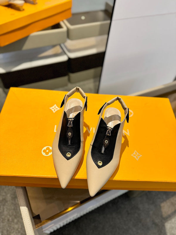 ALLURE HIGH 4.5 CM SLINGBACK IN SAND BROWN MIX BLACK CALFSKIN