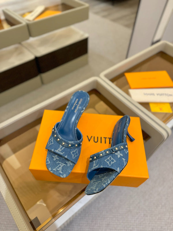 LV x TM 6AM Mule 4cm Blue Denim 241214