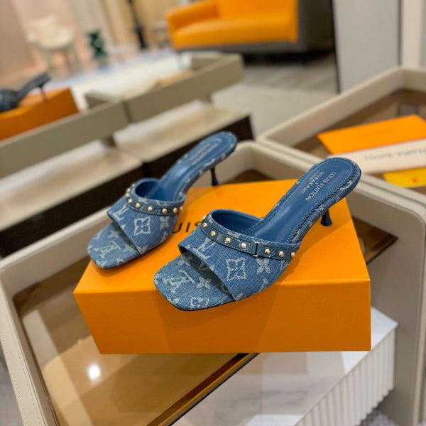 LV x TM 6AM Mule 4cm Blue Denim 241214