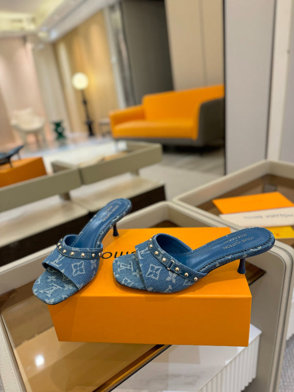 LV x TM 6AM Mule 4cm Blue Denim 241214